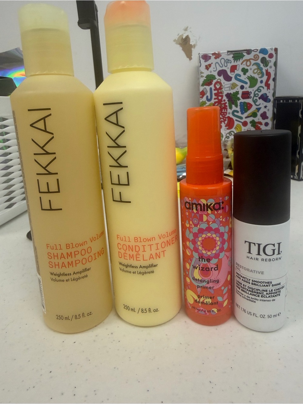 FEKKAI SHAMPOO AND CONDITIONER, AMIKA Detangler and TIGI Hair oil. #14
